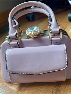 Luxe Patent Mini Satchel Handbag in Light Lilac
